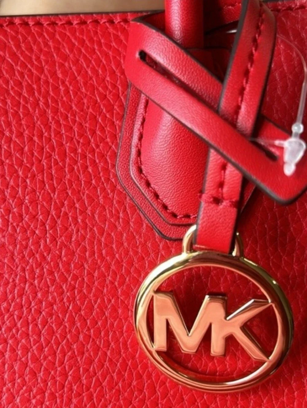 Michael Kors Mercer Red Pebbled Leather Mini Crossbody Tote Bag Gold NWT